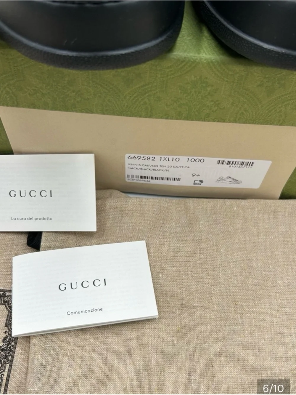 Gucci GG embossed Leather sneakers size 9.5 fits 10 US made in Italy